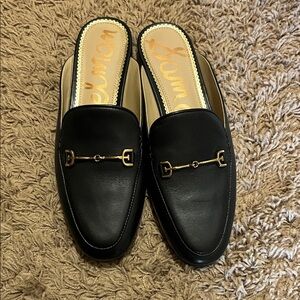 Sam Edelman Black Loafers with Gold Accents